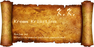 Kremm Krisztina névjegykártya